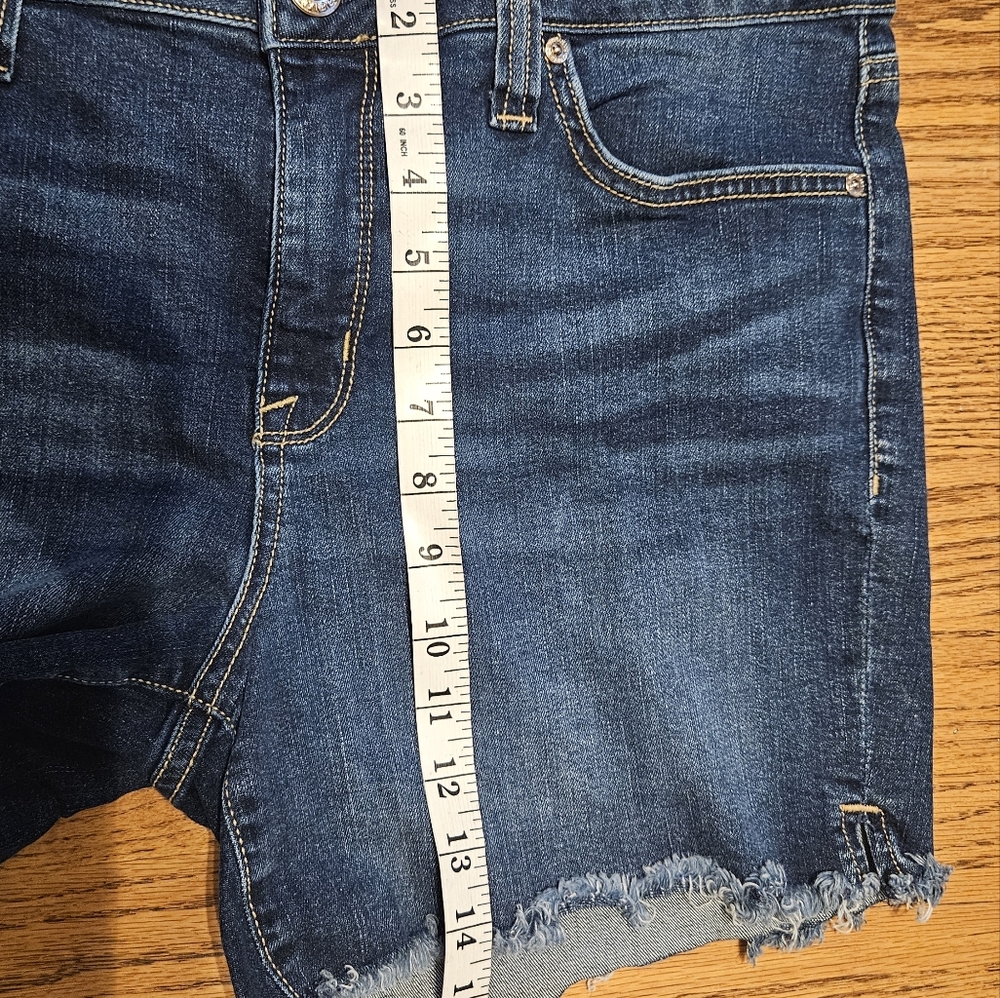 Seven7 Blue Jean Shorts with Frayed Hem. Size 10 With Stretch. - Picture 7 of 7